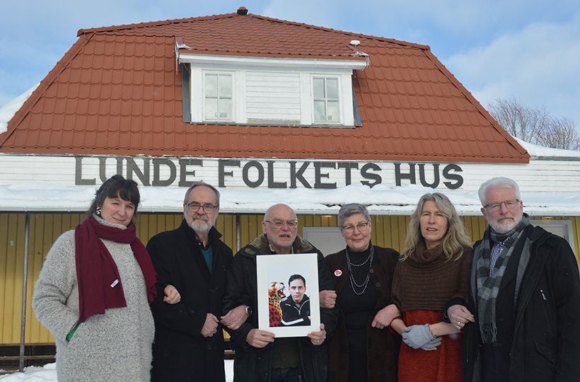 Karin Högström, Bo R Holmberg, Therése Söderlind, Gregor Flakierski, Mats Jonsson representerad i bildformat, Maria Hamberg och Lars Holmberg vid Lunde Folkets hus.