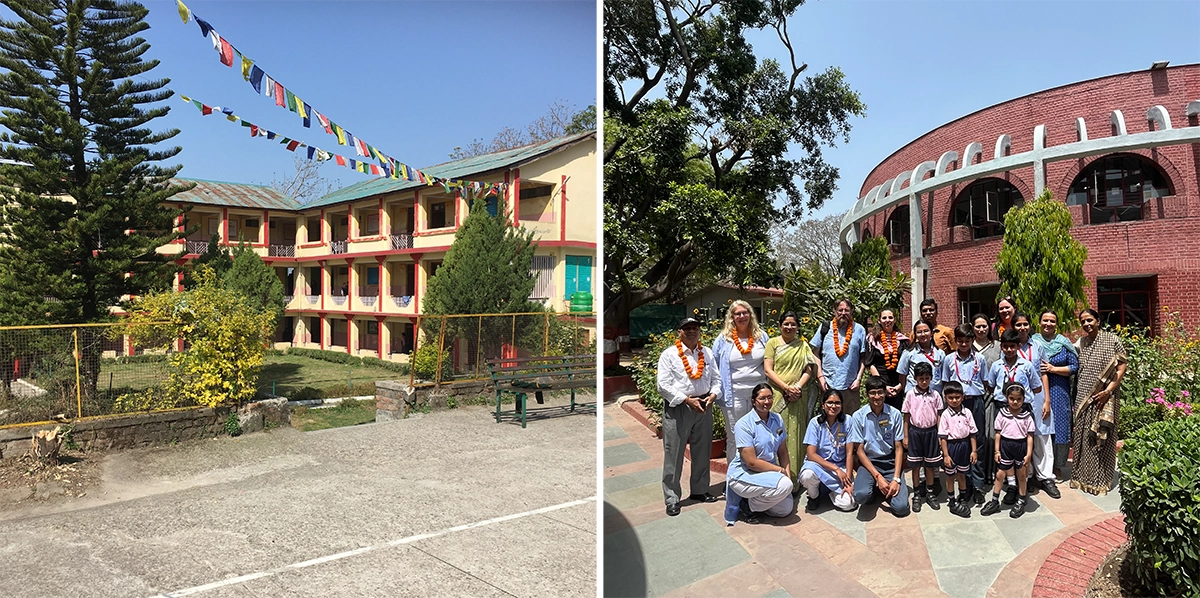 Bilden visar två olika skolor som besöktes.