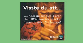 Tobaksfri duo. Källa: Folkhälsomyndigheten, andtuppfoljning.se/indikatorlabbet